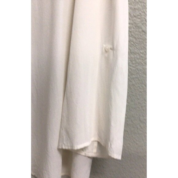 Garnet Hill Blouse 100% Silk Ivory Buttons Pleats Long Sleeves 16 Roll Tab Slv - Picture 7 of 12